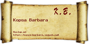 Kopsa Barbara névjegykártya