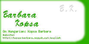 barbara kopsa business card